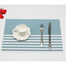 Tischset 4Er Set Abwaschbar, Zweifarbiges Streifenmuster Platzsets, Küchen-Tischsets für Esstisch, 45x30cm, Hellblau
