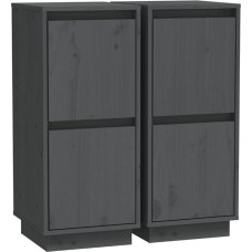 vidaXL 2 x komoda su 2 durimis Komoda Šoninė spinta Šoninė spinta Daugiafunkcinė spinta Stovinti spinta Medinė spinta Pilka 31,5 x 34 x 75 cm Pušies masyvo mediena