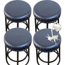 Kėdžių dangteliai Apvalūs įtempiami PU apvalūs vandeniui atsparūs baro kėdžių sėdynių dangteliai Baro kėdžių dangteliai Plaunami kėdžių pagalvėlės Slipcovers su elastinėmis juostomis 12-17 colių kėdėms (4 pakuotė, juoda)