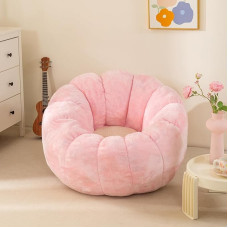 IEVENW Pumpkin Bean Bag Sofa Chair, Bean Bag Chair with Filler for Teens, Kids, Toddlers, Comfortable and Lazy Sofa for Dormitory, Apartment, Living Room and Bedroom, Pink