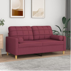 ShGaxin 3200788 2-vietė sofa su dekoratyvinėmis pagalvėlėmis Vyno raudona 140 cm audinys, Sofos ir kušetės, Sofa svetainė, Sofa paauglių kambariui, Sofa poilsiui, Sofa miegamajam, Miegamojo sofa, Minkšta sofa
