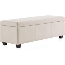 BELLEZE Moderne Ottoman-Bank, 121,9 cm, Wohnzimmeraufbewahrung, rechteckig, Möbel, Leinen, luxuriös, Beige