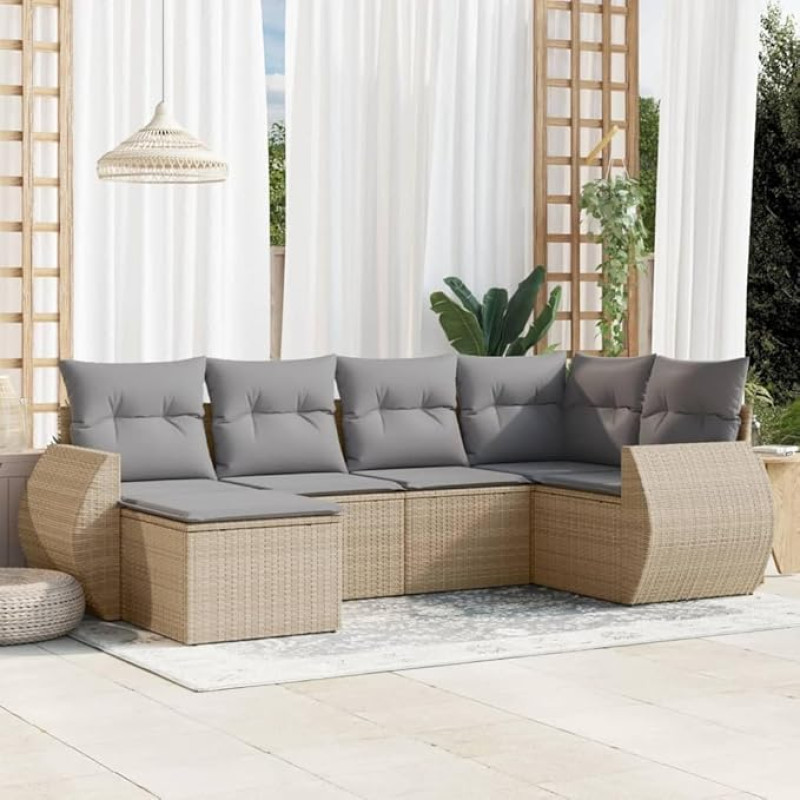 DYRJDJWIDHW Balkon möbel Lounge möbel Lauko gartenlounge gartenlounge outdoor10-tlg. Garten-Sofagarnitur mit Kissen Grau Poly RattanGeeignet für Schlafzimmer