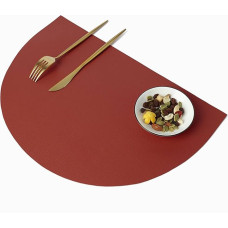 Šiuolaikinės svetainės kilimėliai, 4 vnt., nuvalomi nuo purvo, pusapvaliai kilimėliai virtuvei, namams, restoranui, valgomojo stalui, 42 x 28 cm, vyno raudonos spalvos