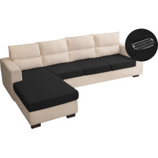 TOPYUMH Wasserabweisende, L-förmige Couchbezüge, 4 Stück, Sofa-Sitzkissen-Schonbezüge, Stretch, separater Bezug für Chaiselongue, für linke und rechte Couch für Haustiere (3-Sitzer + Chaiselé,