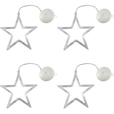 Vhger Pack of 4 Christmas LED Stars Window Decoration, Warm White, Battery Operated with Suction Cups, Window Decoration Fairy Lights, Indoor for Christmas Decoration, Parties, Weddings