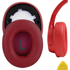 Geekria QuickFit Replacement Protein Leather Ear Pads for JBL Tune 700BT, Tune 750BTNC Wireless Over-Ear Headphones, Ear Pads, Ear Pads, Ear Cups, Repair Parts(Red)