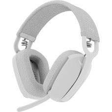 Logitech Zone Vibe 100 Lightweight Wireless Over-Ear Headphones with Noise Cancelling Microphone, Multipoint Bluetooth Headset, Works with Teams, Google Meet, Zoom, Mac/PC - White