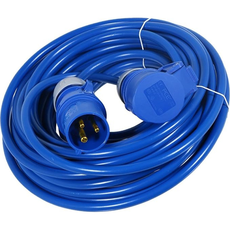 SPARES2GO 16A 14M 240V 1.5mm Extra Long Extension Lead Outdoor Construction Site Generator Power Cable (Blue)