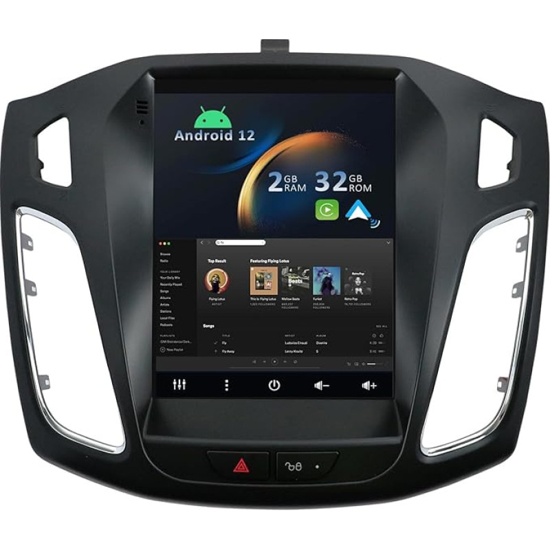 YUNTX Android 13 Car Radio Suitable for Ford Focus (2010-2014) - [2G+32G] - Free Back Camera & Canbus & Map - GPS 2 DIN - Supports DAB/Steering Wheel Control/WiFi/Bluetooth 5.0/Carplay/IPS