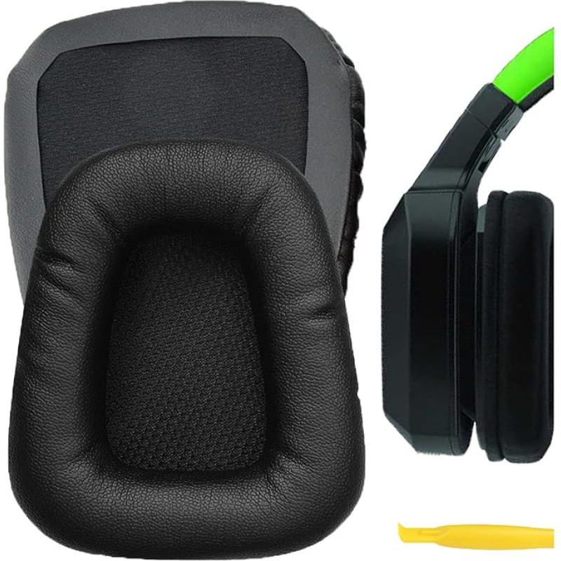 Geekria QuickFit Protein Leder Ersatz Ohrpolster für Razer Chimaera, Razer Electra Gaming Kopfhörer Ohrpolster, Headset Ohrpolster Reparaturteile (Schwarz)