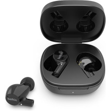 Belkin AUC004 Wireless SoundForm Rise TRUE Wireless Bluetooth 5.2 In-Ear Headphones with Charging Case, IPX5 Splash Protection, Deep Bass for iPhone, Galaxy, Black