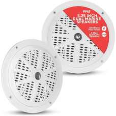 Pyle Marine Speaker 100 Watt 5.25 Inch 2-Way White