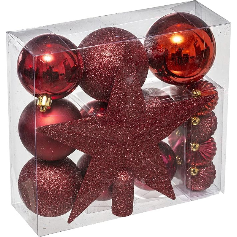 18 Piece Christmas Bauble Set - Red