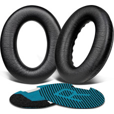 SoloWIT Replacement Ear Pads for Bose QuietComfort 15 QC15 QC25 QC2 QC35/Ae2 Ae2i Ae2w/SoundTrue & SoundLink Around-Ear Series Headphones, Cushion with Softer Lambskin (Brilliant Black)