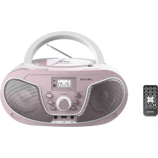 Roxel RCD-S70BT Portable Boombox CD Player with Remote Control, FM Radio, USB MP3 Playback, 3.5mm AUX Input, Headphone Jack, LED Display, Wireless Music Streaming (Pink)