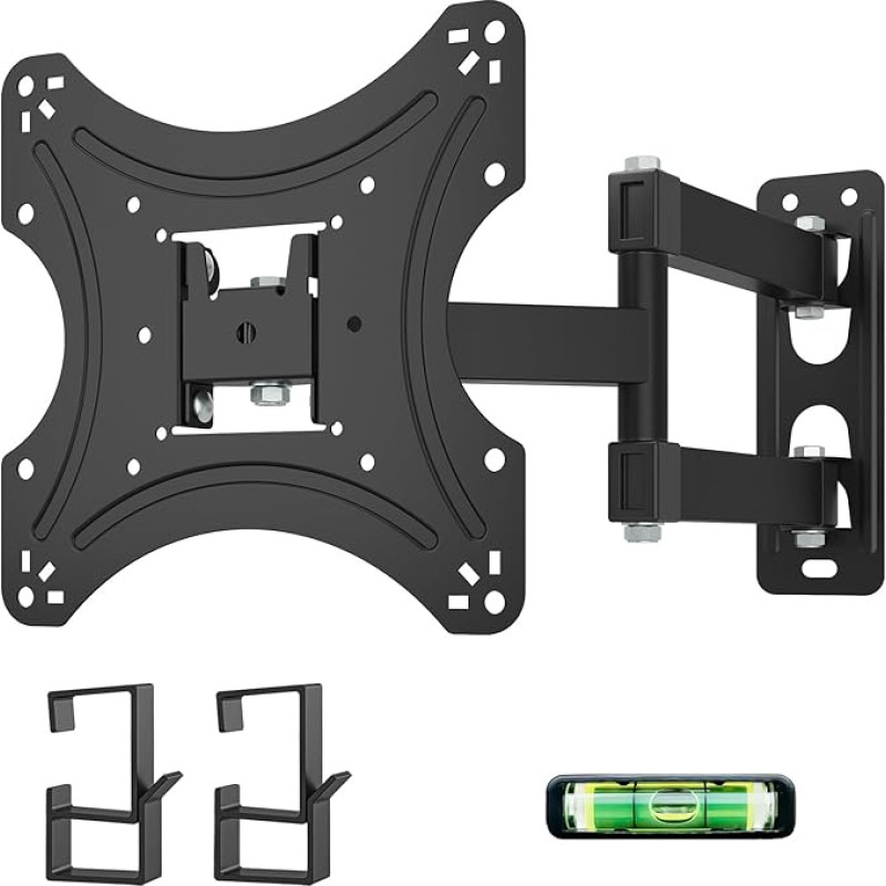 Muchen TV Wall Mount Swivelling Tilting TV Bracket for TVs 26-50 Inches up to 22 kg Max. VESA 200 x 200 mm with Small Spirit Level Wall Mount with Screws and Dowels