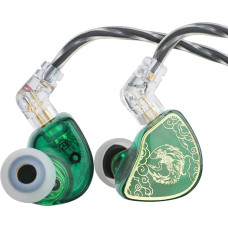 LINSOUL TANGZU Wan'er S.G HiFi 10 mm Dynamic Driver PET Membrane In-Ear Headphones with Ergonomic Shape, Removable Recessed 2-Pin OFC Braided Cable for Musicians DJ Stage (Green, with Microphone)