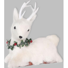 SHATCHI Lying Down Deer Christmas Table Decoration Decorated with Pine Berries Showpieces Home Arts and Crafts Christmas Party Window Decoration