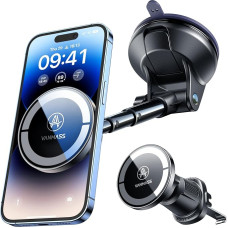 VANMASS Mobile Phone Holder Car Magnet Compatible with MagSafe Car Mount [2024 Upgrade Strongest Magnets] Mobile Phone Holder Car Suction Cup & Ventilation Hook Stable for iPhone 15 14 13 Series and