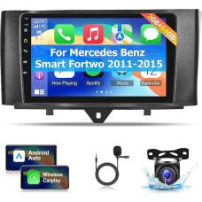 NHOPEEW Car Radio for Mercedes Benz Smart Fortwo 2011-2015 with Wireless Carplay and Android Car - Android 13 Radio with 9 Inch Touchscreen - WiFi GPS Mirror Link 28 Themes + Reversing Camera &