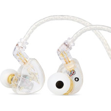 LINSOUL TANGZU Wan'er S.G HiFi 10 mm Dynamic Driver PET Membrane In-Ear Headphones with Ergonomic Shape, Removable Recessed 2-Pin OFC Braided Cable for Musicians DJ Stage (White, Without Microphone)