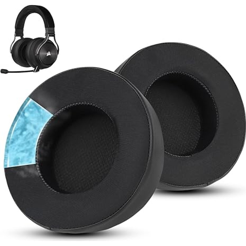 Wzsipod Cooling Gel Replacement Ear Pads for Corsair Virtuoso Gaming Headphones, Corsair Virtuoso Ear Pads Replacement with Smooth Fabric & High Density Memory Foam, Noise Isolation