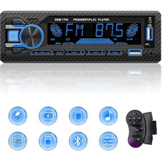 Racodiary Car Radio Bluetooth 5.2, 1 DIN Car Radio with 2 Bluetooth Hands-Free Calls, 4 x 65 W RDS/AM/FM Car Radio with Car Positioning, Supports iOS/Android, 2 USB/SD/TF/AUX/SWC/MP3 Players