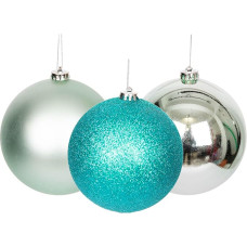 Pack of 3 Turquoise Shatterproof Christmas Baubles 15cm