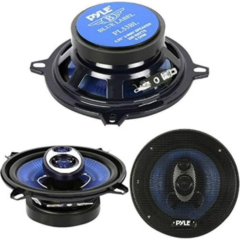 2 PYLE PL53BL Speakers Coaxial 3-Way Diffusers 13.00 cm 130 mm 5.25 Inches 200 Watt RMS 400 Watt Max Per Accommodation Standard Porter Car Per Pair