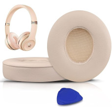 SoloWIT® Professional Replacement Ear Pads for Beats Solo 2 & Solo 3 Wireless On-Ear Headphones with Soft Protein Leather, Strong Adhesive Tape