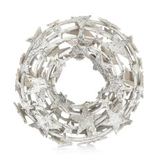 COM-FOUR® Vine Wreath with Stars, Decorative Table Wreath Made of Branches, White Natural Door Wreath to Decorate Yourself, DIY Natural Wreath (1 Piece - Wreath Diameter 30 cm, White Stars)