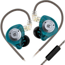 LINSOUL KZ EDX Pro X In-Ear Headphones, Single Dynamic Driver HiFi In-Ear Monitor with Ergonomic Shape, Wired Gaming Headphones (With Microphone, Turquoise)