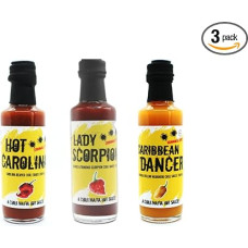 Extreme Hot Trio Gift Set: 3 Very Hot Chili Sauces (Total 300 ml / Sharpness: 7, 9 and 10 of 10 Spicy) / Chili Sauces Manufaktur Disposable / Very Spicy