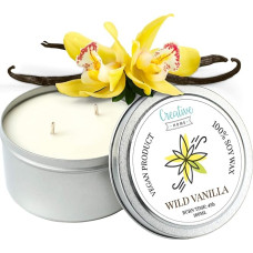 Creative Home Wild Vanilla Soy Wax Scented Candle | 45 Hours Burning Time | 100% Vegan in Tin | 180 ml Organic Aromatic Candles | Gifts Scented Candles | Relaxation Decoration or Candle Gift