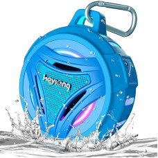 Heysong Bluetooth Speaker with 360° Sound, Portable LED Light Wireless Box with IPX7 Water Protection, Dual Bass Drivers, 36H Battery, Office Gadgets, Music Box for iOS, Android, TV Vitality Blue