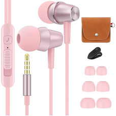 Bulees Headphones for Children, Soft In-Ear Headphones with Microphone and Volume Control, Cute Small Earphones for iPhone 6/6s, Smartphones, MP3 Pink