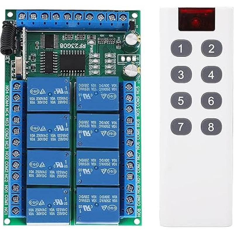 433.92 MHz 8-channel remote control module, electronic component other electronic components, 100 m, fixed coding, adapts to 32 remote control switches (24 V)