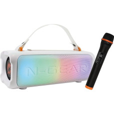 N-Gear Blazooka 703 White - Portable, Wireless and Small Bluetooth Speaker - Includes Wireless Microphone and Disco Light - 100 Watt Music Box and 5 Hours Playtime