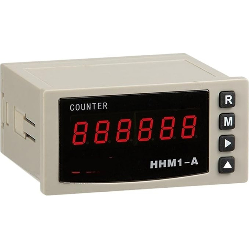 OURNXI Digital Timer Meterzähler, HHM1-A, 96 x 48 mm, 6-stelliger Meter, Längenmesser, Zähler, 6-stellige Digitalanzeige(AC220V)