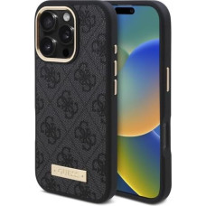 CG MOBILE Guess GUHMP16XU4GPRK Case for iPhone 16 Pro Max 6.9 Inch Black Hard Case 4G Logo Plate