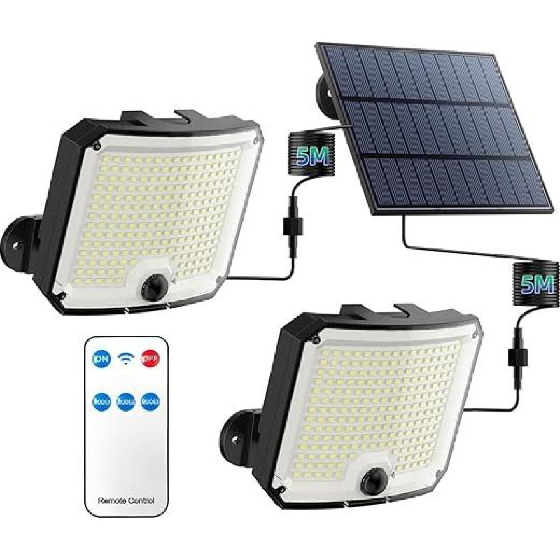 WeBeqer Pack of 2 Solar Lights for Outdoor Use with Remote Control, 208 LED Solar Lamp Outdoor with Motion Sensor, Solar Light Outdoor with 170° Wide Angle Lighting, IP65 Waterproof Solar Wall Light