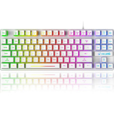 K16 Wired Gaming Keyboard 87 Keys Mechanical Feel Rainbow LED Backlit Waterproof Ergonomic 16 Keys Anti-Ghosting Keyboard Compatible with PC Office Gaming