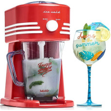 Salco Slush Ice Maker - Retro Slush Ice Maker - 15 Watt, 2 Operating Modes for Coarse & Fine Ice - Stainless Steel Blades, Easy Cleaning - Includes 1 Litre Jug