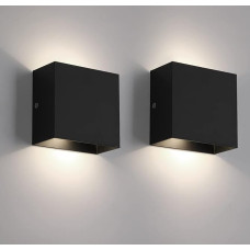 Vidaus sieninis šviestuvas, LED sieninis šviestuvas, 2 vnt., modernus aukštyn ir žemyn šviečiantis šviestuvas, 12 W neutralios baltos spalvos, 4000 K vidaus sieninis šviestuvas, 1200 LM, skirtas svetainei, miegamajam, prieškambariui (juodas)