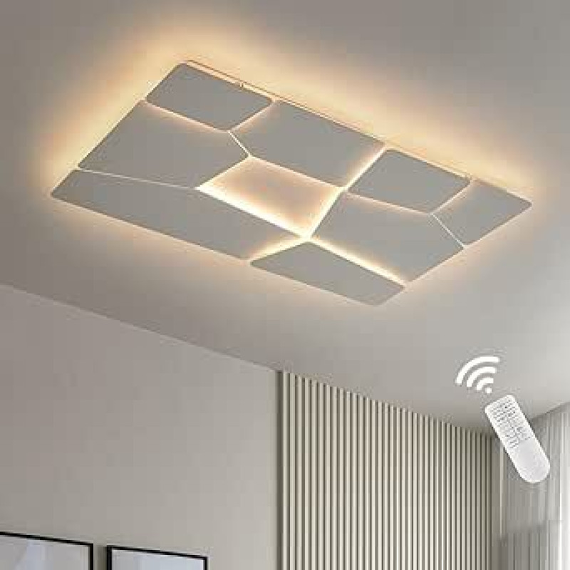 Modern LED Ceiling Light, 124 W LED Ceiling Light, Dimmable, Irregular Geometric Lamp with Remote Control, Metal Ceiling Light for Living Room, Bedroom, Kitchen, Hallway, Kitchen, Office, Decor, 110 x