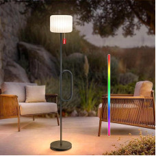 Solar LED Floor Lamp Dimmable, Solar and DC Rechargeable Outdoor Floor Lamp with Light Sensor, Warm White and RGB Battery Solar Lamps Wireless for Indoor, Outdoor, Waterproof, Patios,