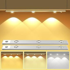 1200 mAh Under-Unit Light Cabinet Lighting LED with Motion Sensor Pack of 2 30 cm Dimmable Cabinet Light 3000 K / 4000 K / 6000 K Kitchen Lighting Cabinet Light LED Strip for Wardrobe Cabinet Stairs