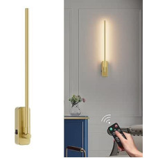 Aipsun Wireless LED Wall Light with Remote Control, Dimmable Battery Wall Light, Indoor 3000 K, 4 W, 5000 mAh, 360 Degree Adjustable, Timed, for Living Room, Office, Bedroom, Dressing Table, TV Wall