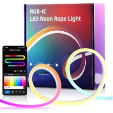 Aulevita RGB IC Neon LED Strip 5 m, WiFi LED Tube Strip for the Wall, Outdoor LED Light Strips, App Control via Alexa, Syn Music with Playroom Decoration (RGBIC-5 m)